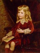 Alfred Edward Emslie Portrait of a young boy in a red velvet suit Spain oil painting artist